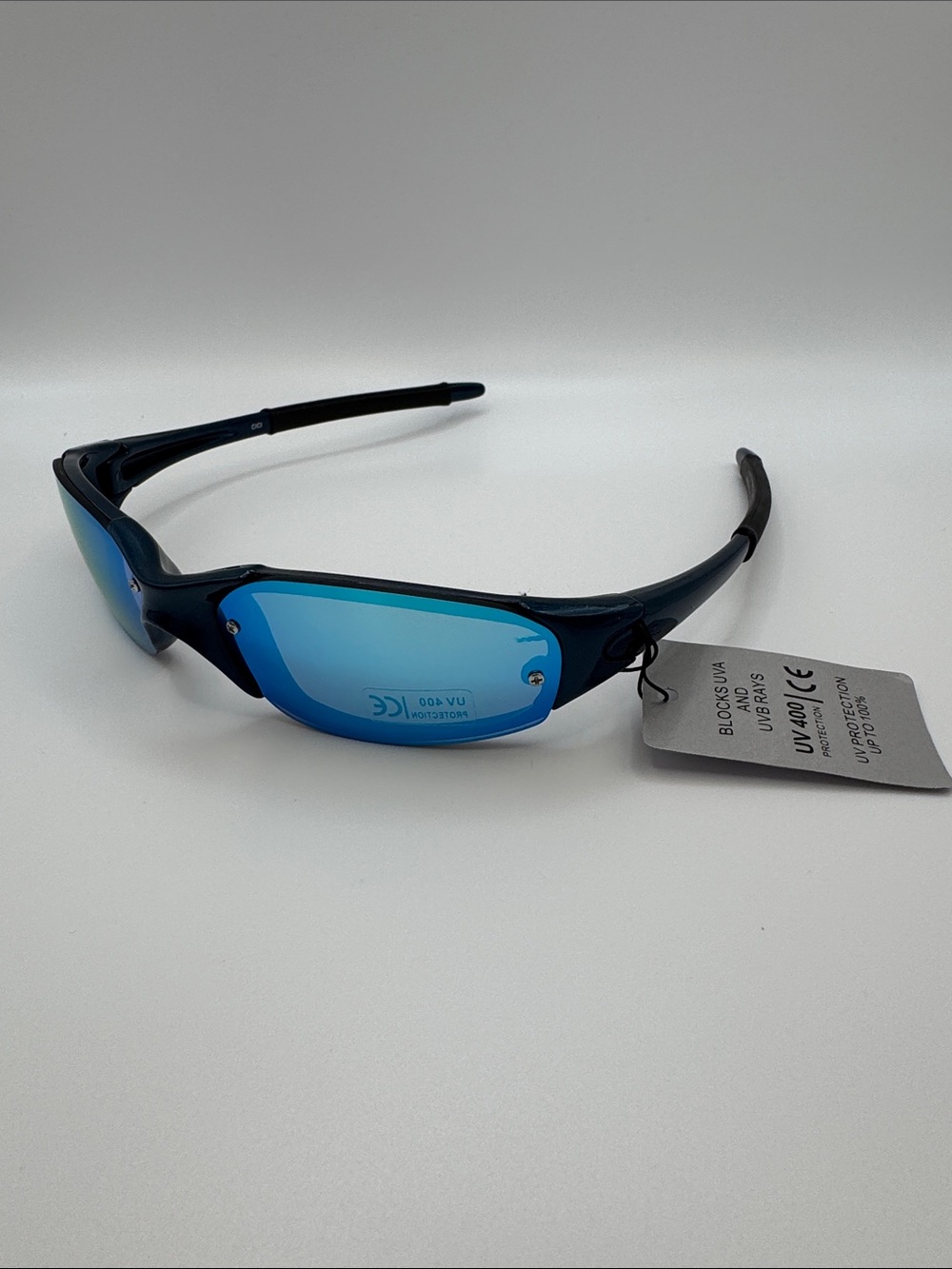 Sporty Blue Mirror Lens Sunglasses - Picture 7 of 8